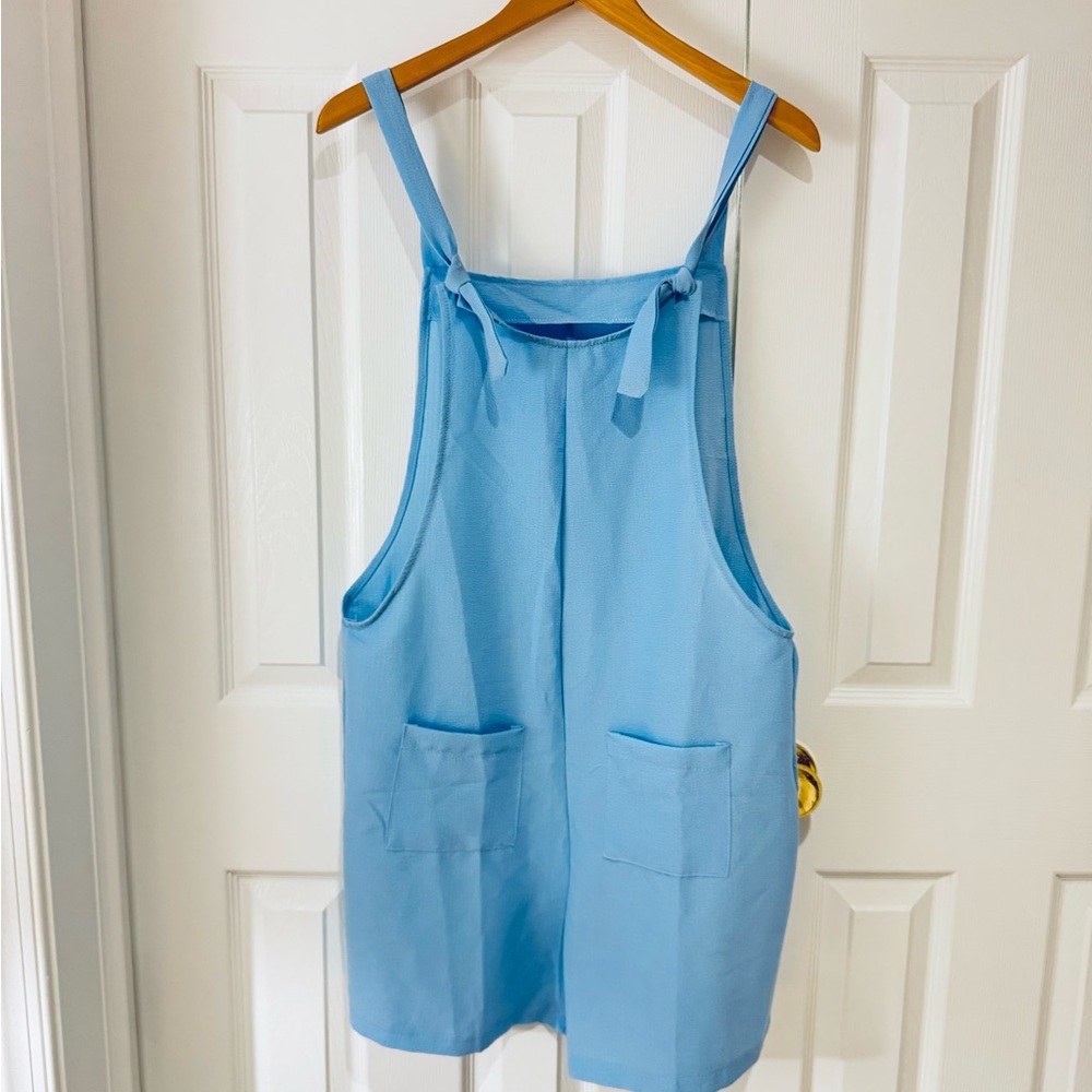 LRG Light Blue Overalls Shorts Sleeveless comfy beachy NWOT